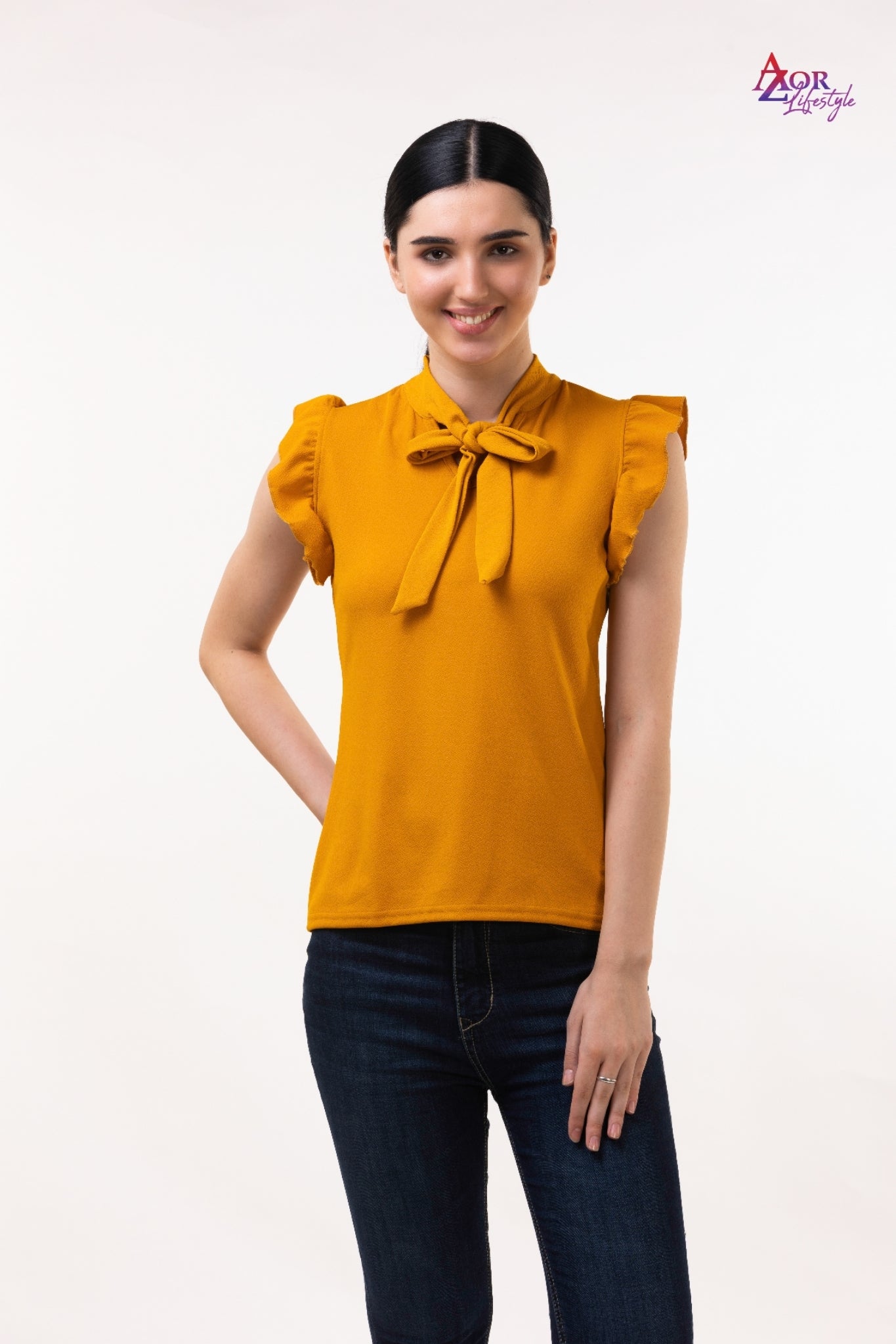 Women mustard yellow top