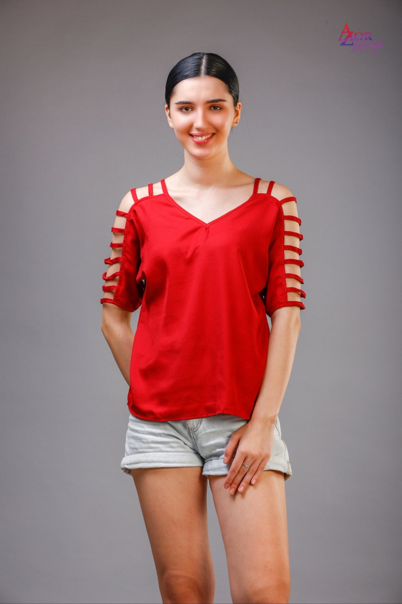 Women red top