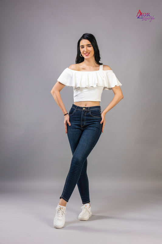 Women white off-shoulder crop-top