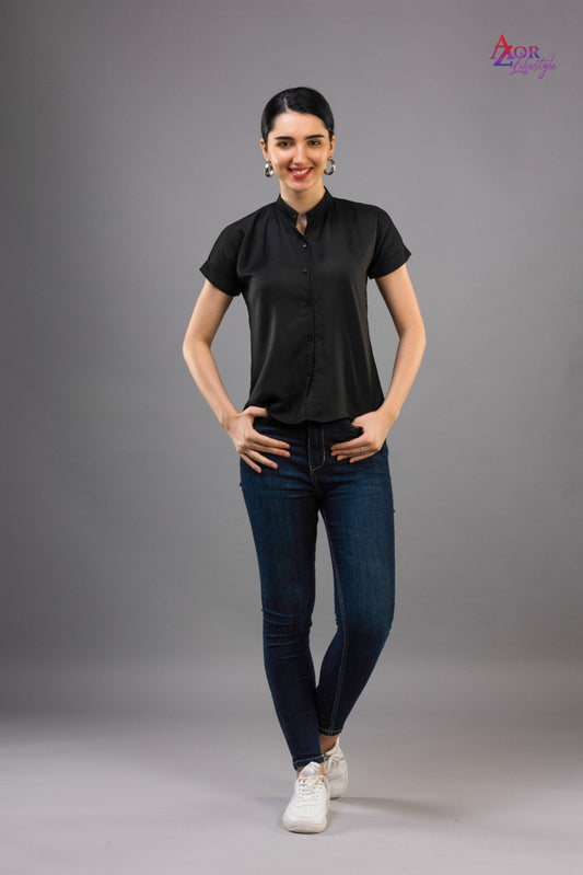 Women black half sleeve shirt