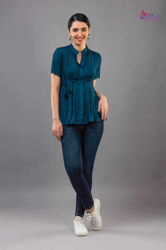 Women turquoise blue shirt/top