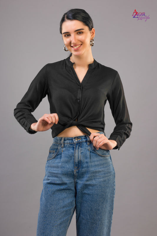 Women black full shirt