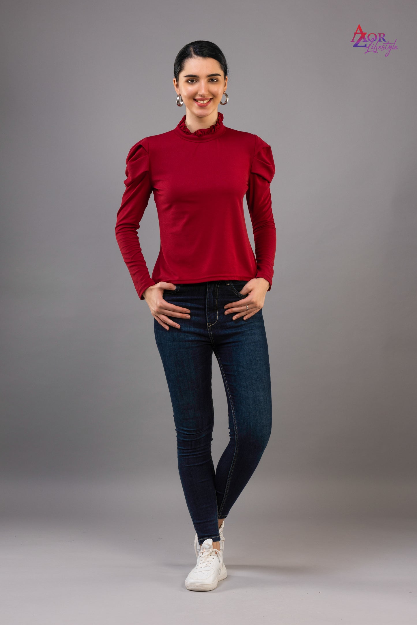 Women maroon full sleeve top