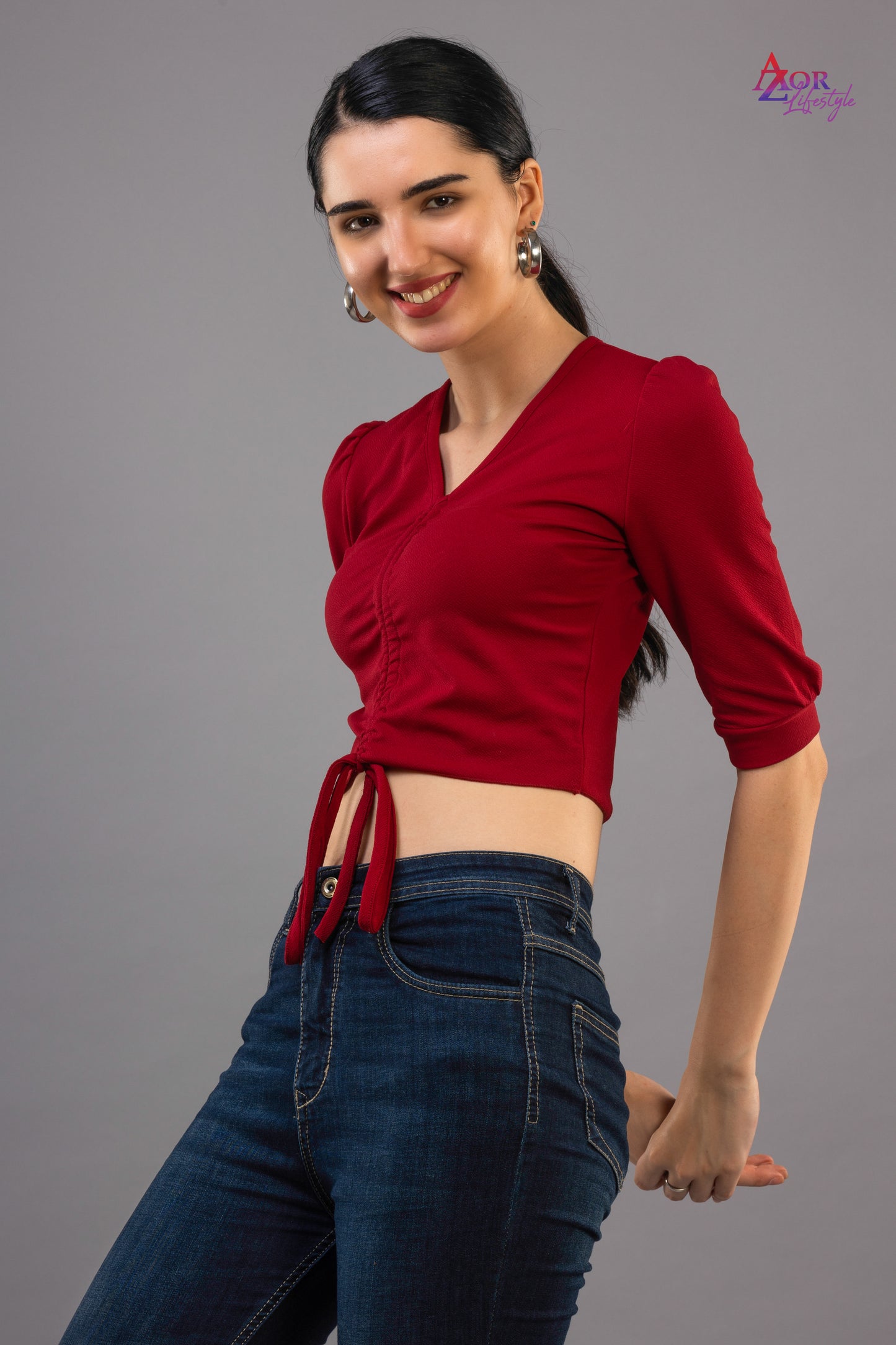 Women maroon crop top