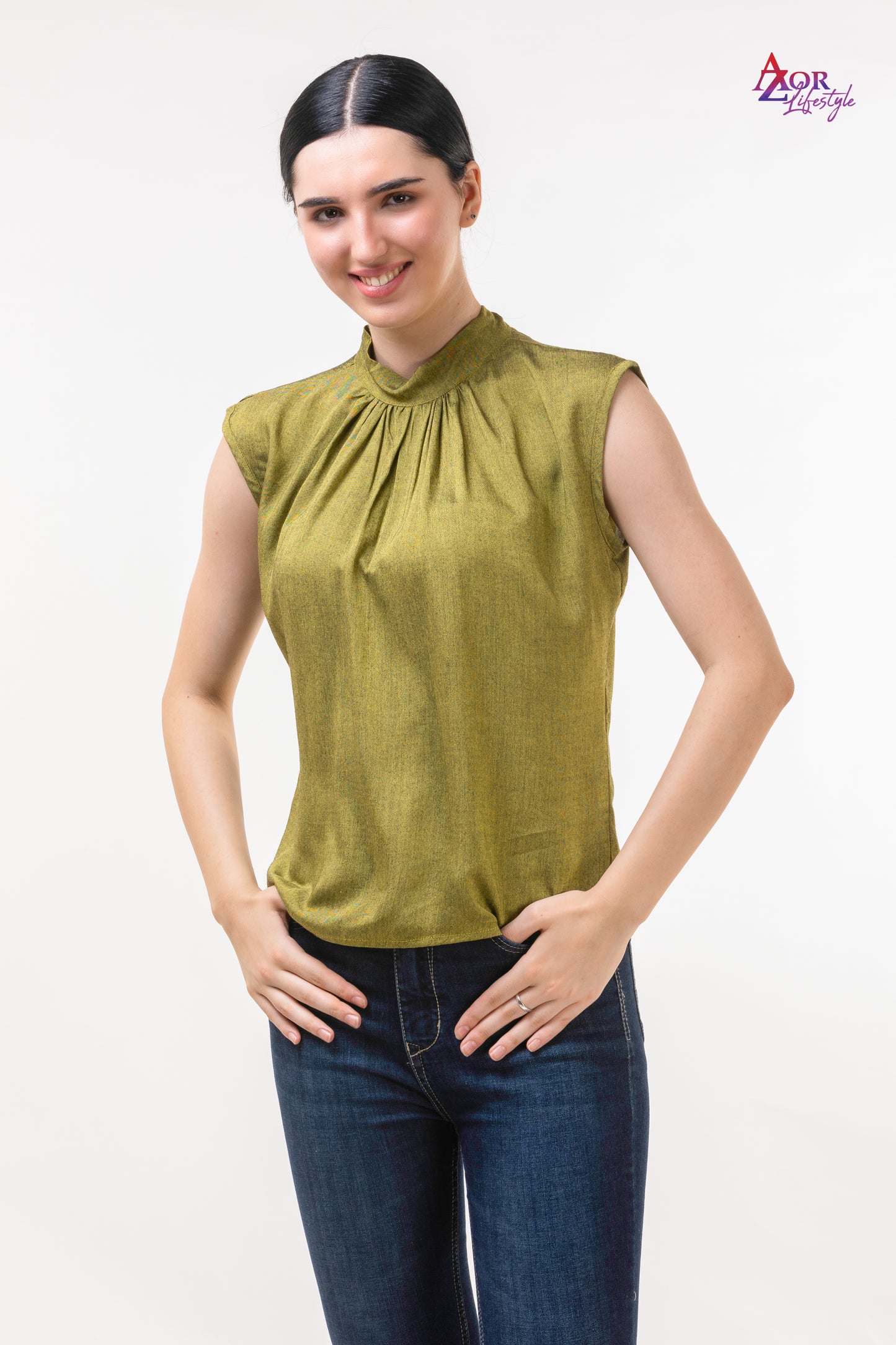 Women army green top