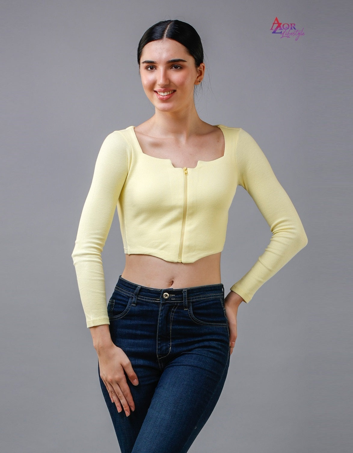 Women yellow crop-top